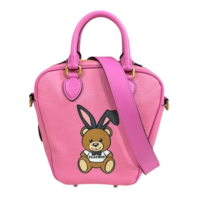 モスキーノ プレイボーイコラボ ショルダーバッグ レザー ピンク レディース MOSCHINO  中古  R&Kリサイクルキング