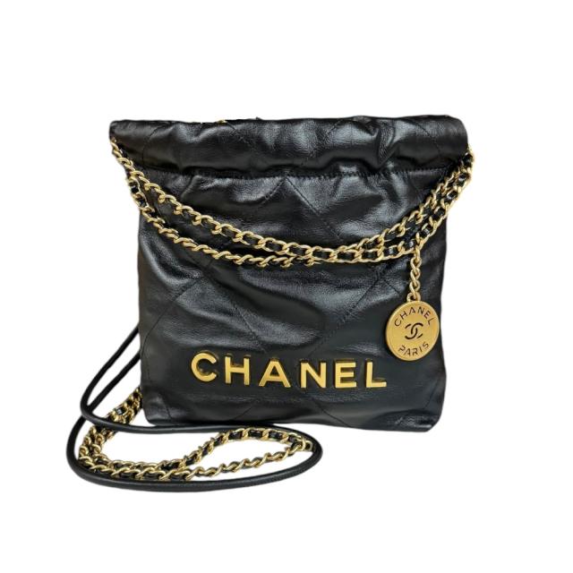 シャネル ミニハンドバッグ シャネル22 ショルダーバッグ AS3980 ブラック レディース CHANEL  中古  R&Kリサイクルキング