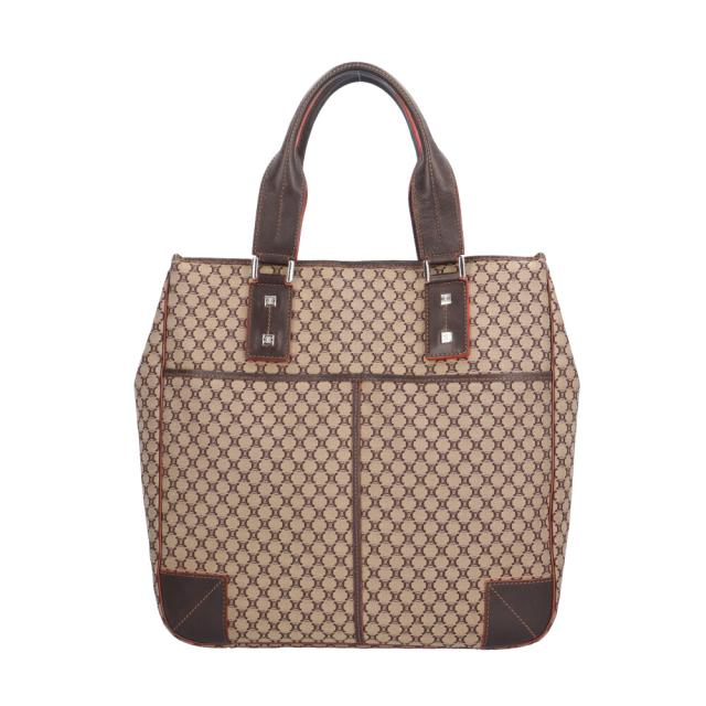 CELINE ベージュ ハンドバッグ キャンバス セリーヌ マカダム ハンドバッグ キャンバス ベージュ