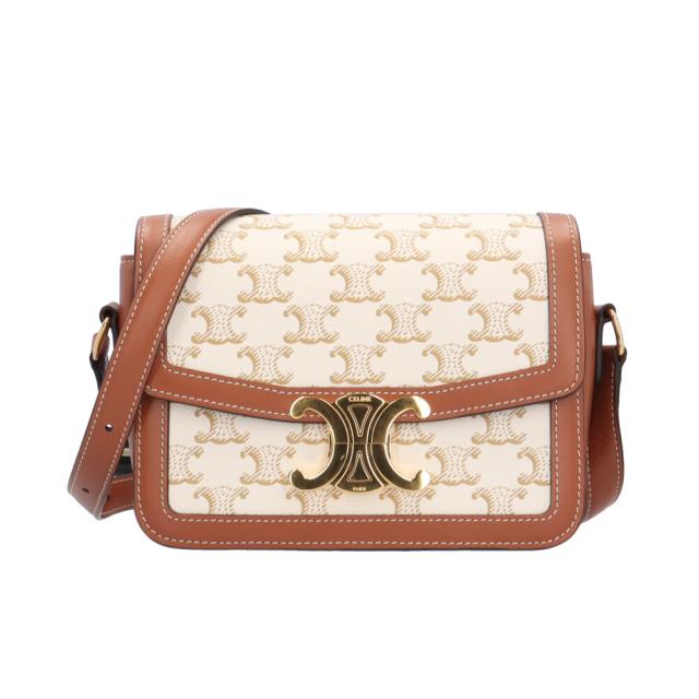 セリーヌ ティーントリオンフ ショルダーバッグ コーティングキャンバス 188882BZ4.01BC ホワイト レディース CELINE  中古  R&Kリサイクルキング