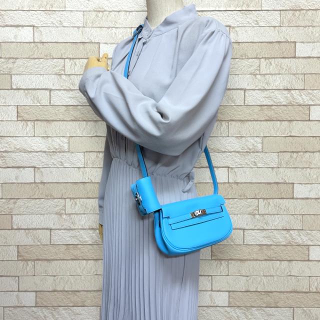エルメス ケリームーヴ ショルダーバッグ なめし革 青味 レディース HERMES  中古  R&amp;K再利用第一人者