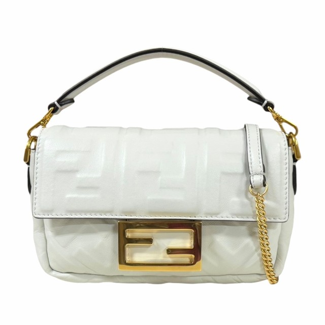 フェンディ バゲット ミニ ショルダーバッグ レザー 8BS017 ホワイト レディース FENDI  中古 R&Kリサイクルキングの通販は