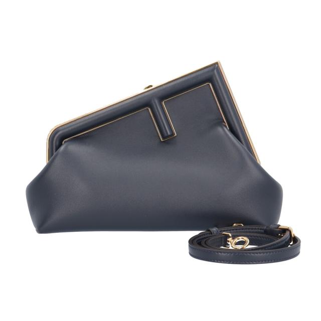 フェンディ ファーストスモール ショルダーバッグ レザー 8BP129 ABVE ネイビー レディース FENDI  中古 R&Kリサイクルキング