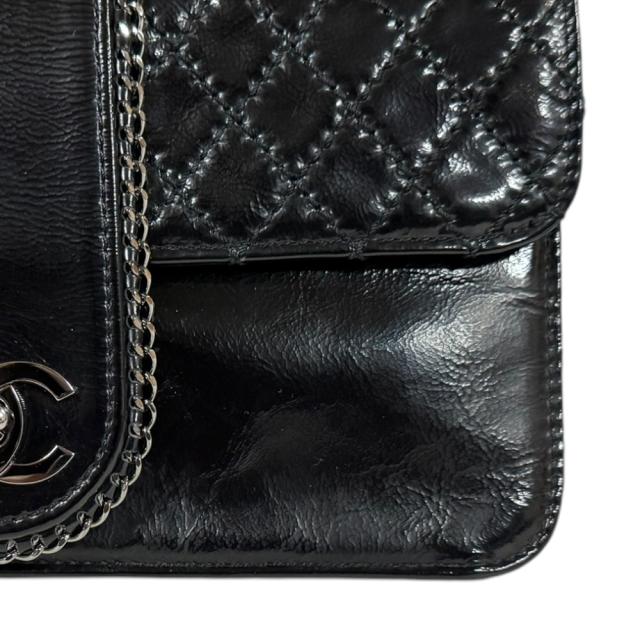 シャネル ラグジュアリー ショルダーバッグ パテントレザー ブラック レディース CHANEL  中古 R&Kリサイクルキング シャネル ラグジュアリー ショルダーバッグ パテントレザー ブラック
