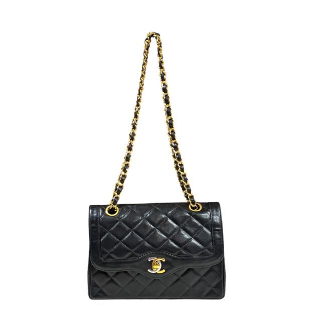 シャネル パリ限定 マトラッセ ショルダーバッグ ラムスキン ブラック レディース CHANEL  中古 R&Kリサイクルキング