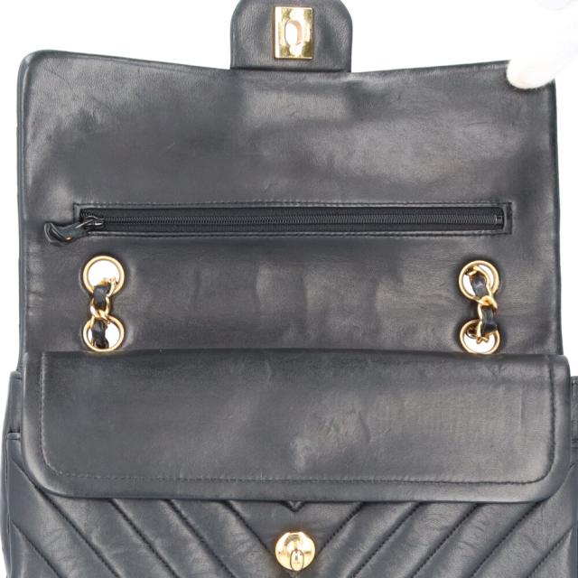 シャネル Vステッチ ショルダーバッグ ラムスキン ブラック レディース CHANEL  中古 R&amp;Kリサイクルキング_7