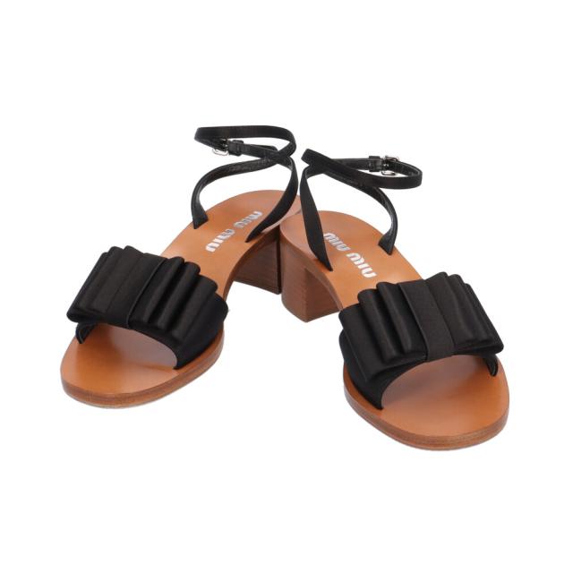 ミュウミュウ サテンリボン サンダル レザー レディース MIUMIU  中古 R&Kリサイクルキング