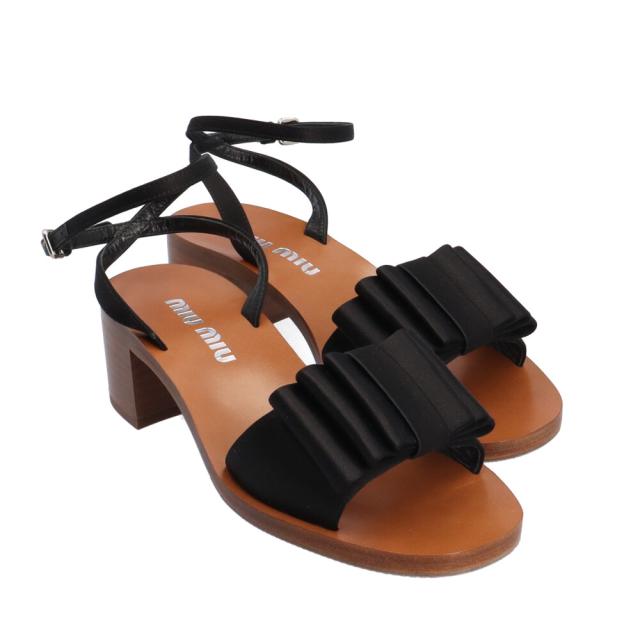 ミュウミュウ サテンリボン サンダル レザー レディース MIUMIU  中古 R&Kリサイクルキング ミュウミュウ サテンリボン サンダル レザー レディース MIUMIU 中古