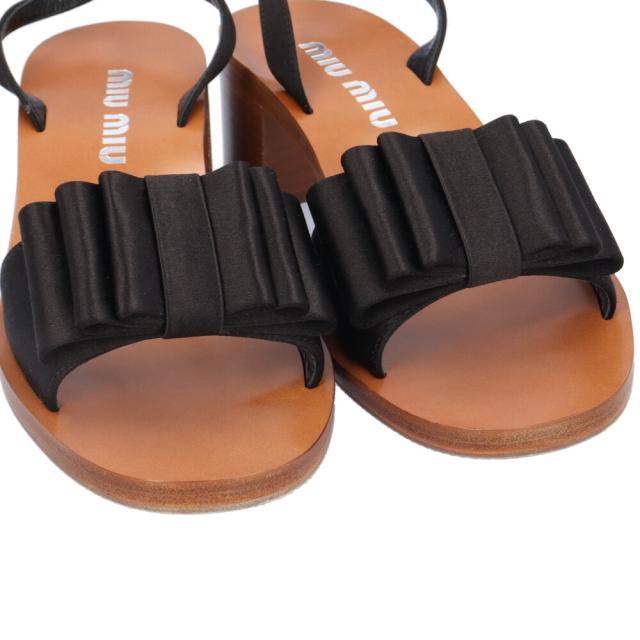 ミュウミュウ サテンリボン サンダル レザー レディース MIUMIU 中古