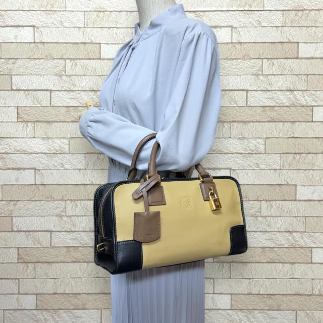 ロエベ アマソナ28 ハンドバッグ レザー 352.69LA03 ベージュ レディース LOEWE  中古 R&Kリサイクルキング