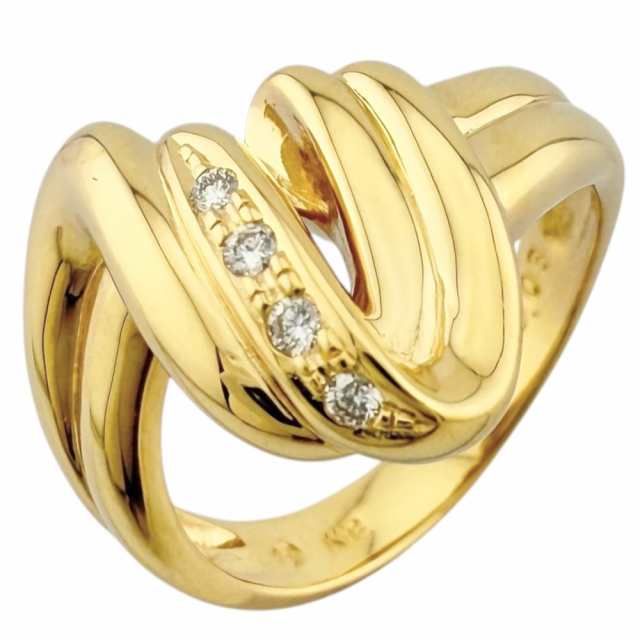 K18YG イエローゴールド リング ダイヤモンド0.03ct 透かし