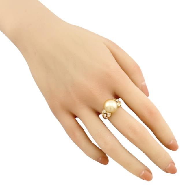 リング 指輪 13号 18金 K18イエローゴールド パール ダイヤモンド 0.25ct レディース   中古 R&amp;Kリサイクルキング_1