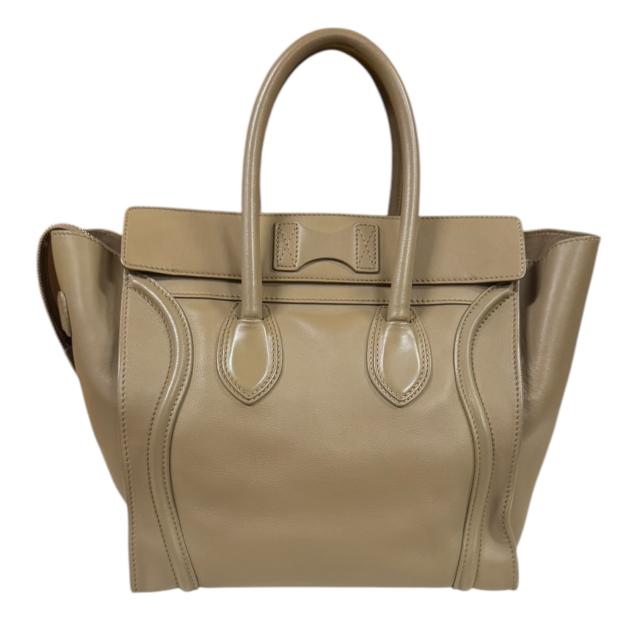 セリーヌ ラゲージミニショッパー ハンドバッグ レザー ベージュ