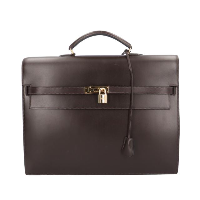 エルメス ケリーデペッシュ38 ビジネスバッグ ボックスカーフ ブラウン メンズ HERMES  中古 R&Kリサイクルキング