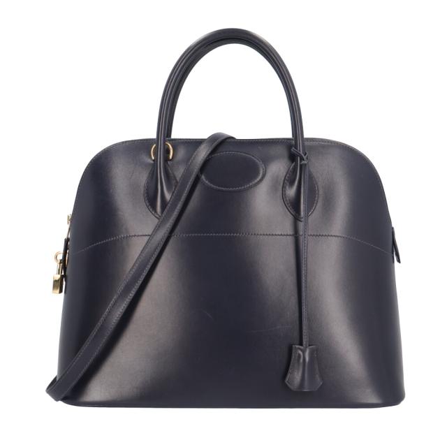 エルメス ボリード35 ショルダーバッグ ボックスカーフ ネイビー レディース HERMES  中古 R&Kリサイクルキング