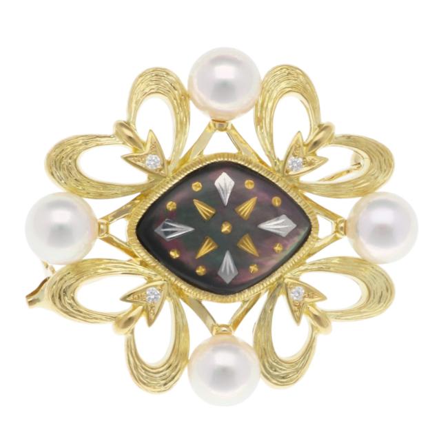 ミキモト ブローチ 18金 K18イエローゴールド シェル レディース MIKIMOTO 中古 R&Kリサイクルキング 174,900円