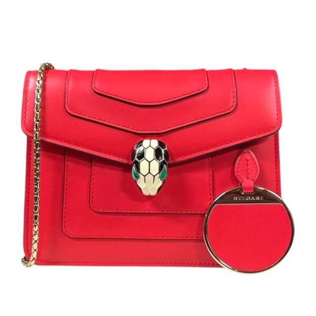 ブルガリ セルペンティ フォーエバー ショルダーバッグ レザー レッド レディース BVLGARI  中古 R&Kリサイクルキング