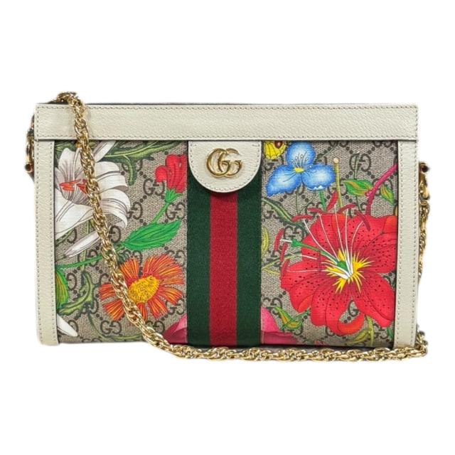 グッチ GGフローラスモール オフィディア ショルダーバッグ レザー 503877 ホワイト レディース GUCCI  中古 R&Kリサイクルキング