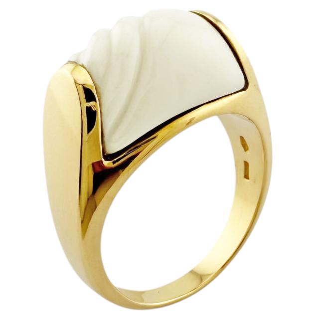 ブルガリ トロンケット ホワイトセラミック リング 指輪 19号 18金 K18イエローゴールド ユニセックス BVLGARI 中古 R&Kリサイクルキング