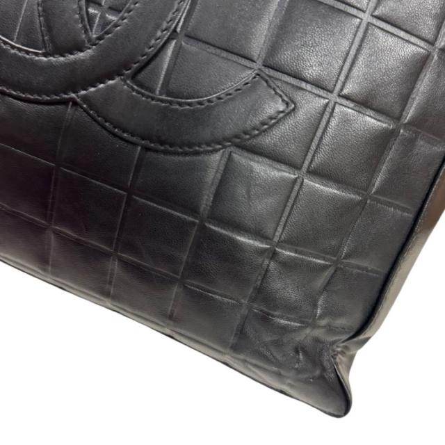 シャネル チョコバー トートバッグ ラムスキン ブラック レディース
