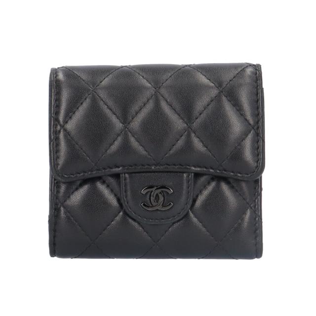 シャネル 三つ折り財布 ラムスキン レディース CHANEL 中古 R&Kリサイクルキング