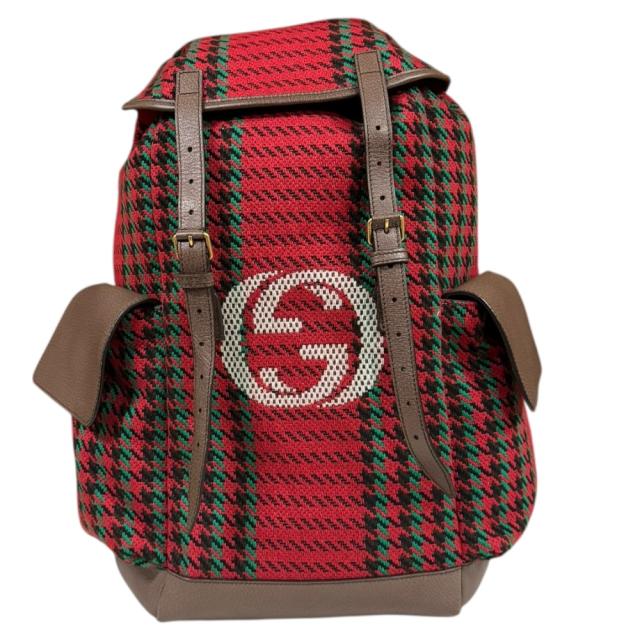 グッチ ハウンドトゥース＆ストライプ リュック・デイパック ウール 625939 メンズ GUCCI  中古 R&Kリサイクルキング