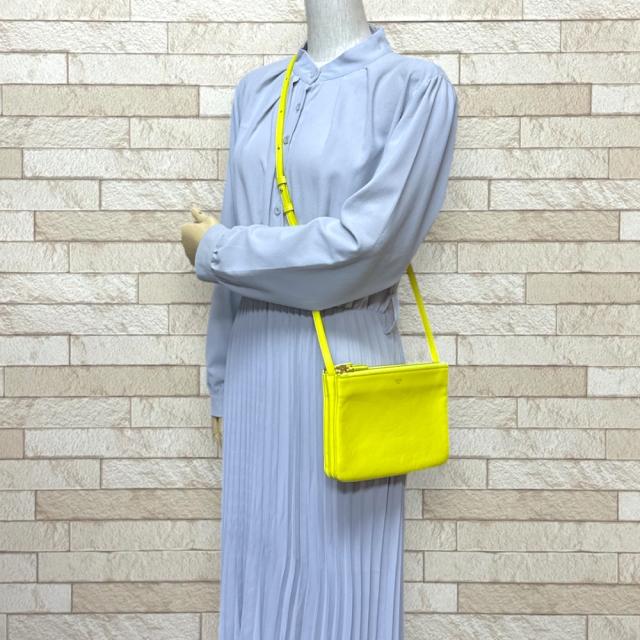 セリーヌ トリオスモール ショルダーバッグ レザー 165113ETA・11YF イエロー レディース CELINE 中古 R&Kリサイクルキング_1