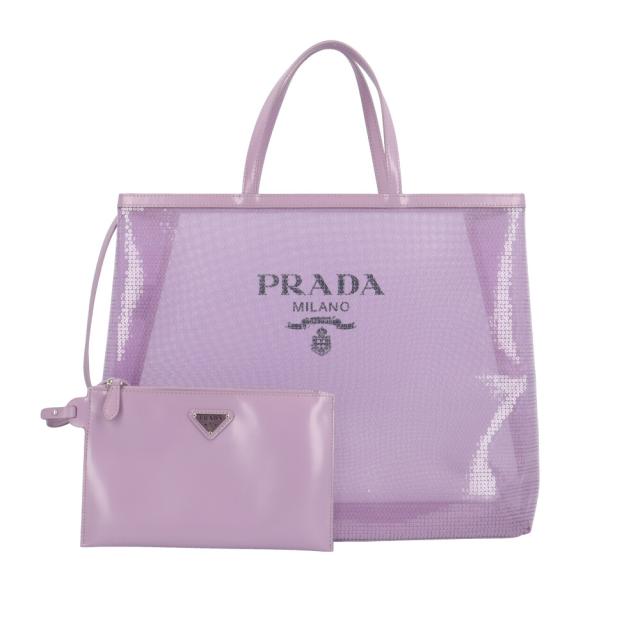 プラダ メッシュ トートバッグ スパンコール 1BG416 パープル レディース PRADA  中古 R&Kリサイクルキング