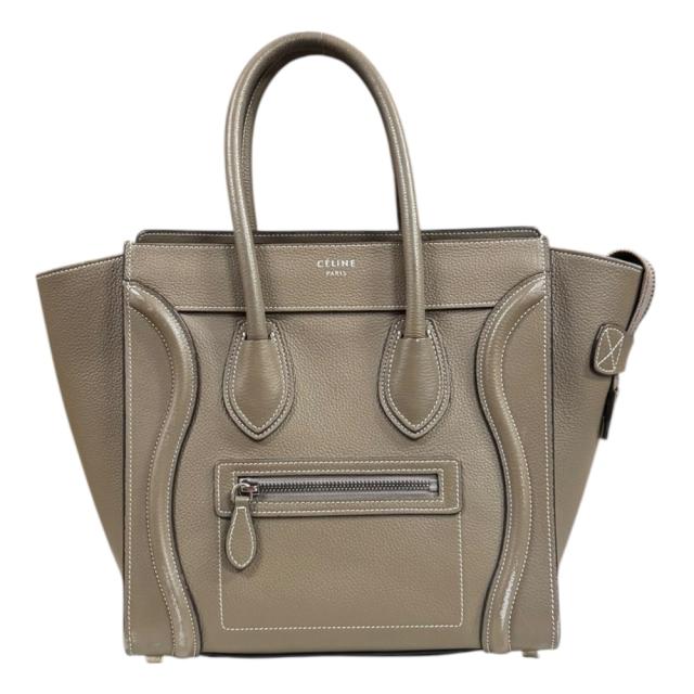 セリーヌ ラゲージ マイクロショッパー ハンドバッグ レザー グレー レディース CELINE  中古 R&Kリサイクルキング