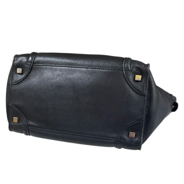 セリーヌ ラゲージ ミニショッパー ハンドバッグ レザー ブラック レディース CELINE  中古 R&Kリサイクルキング セリーヌ ラゲージ ミニショッパー ハンドバッグ レザー ブラック