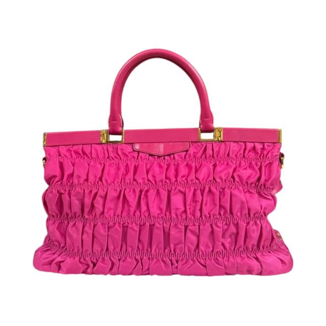 プラダ ギャザーバッグ ショルダーバッグ ナイロン B2803Z ピンク レディース PRADA  中古 R&Kリサイクルキング プラダ ギャザーバッグ ショルダーバッグ ナイロン B2803Z ピンク