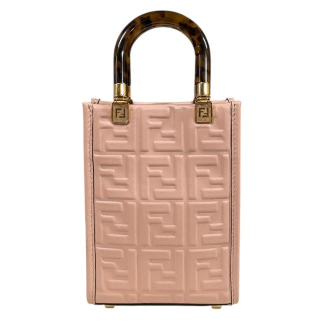 フェンディ サンシャインショッパーミニ ショルダーバッグ レザー 8BS051 ピンク レディース FENDI  中古 R&Kリサイクルキング フェンディ サンシャインショッパーミニ ショルダーバッグ レザー
