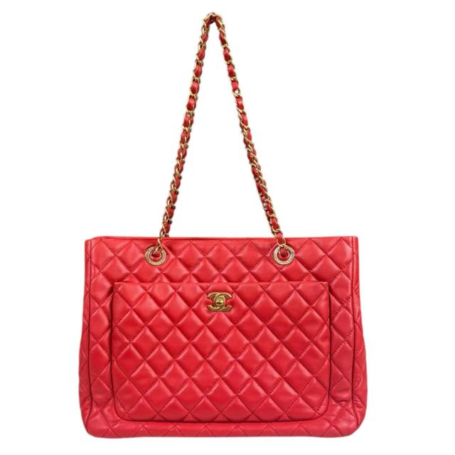 シャネル マトラッセ トートバッグ ラムスキン レッド レディース CHANEL  中古 R&Kリサイクルキング