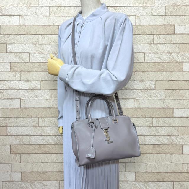 サンローラン ベイビーカバス ショルダーバッグ レザー 424868 グレー レディース SAINT LAURENT 中古 R&Kリサイクルキング_1