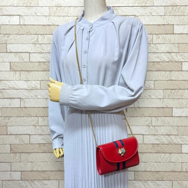 グッチ ラジャ ショルダーバッグ レザー 573797 レッド レディース
