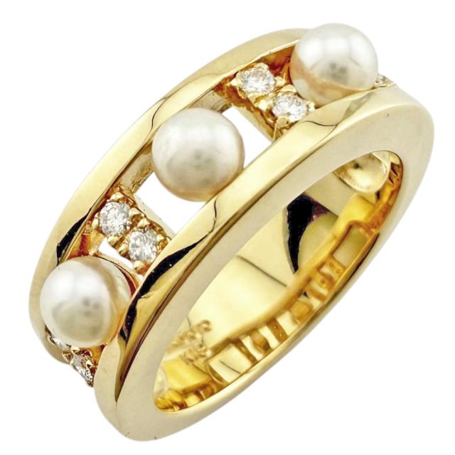 ミキモト リング 指輪 9号 18金 K18イエローゴールド ダイヤモンド レディース MIKIMOTO 中古 R&Kリサイクルキング