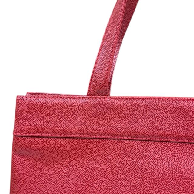 シャネル ココマーク トートバッグ キャビアスキン レッド レディース
