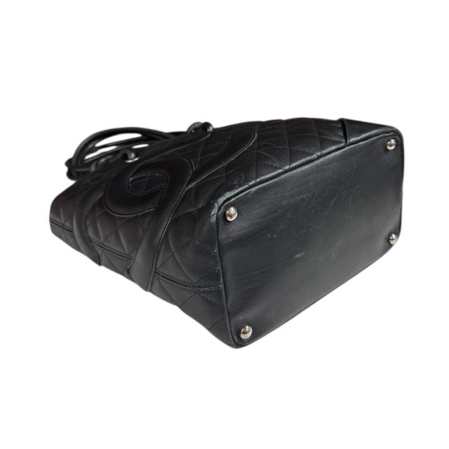 シャネル ミディアムトート カンボン トートバッグ レザー ブラック レディース CHANEL  中古 R&Kリサイクルキング シャネル ミディアムトート カンボン トートバッグ レザー ブラック