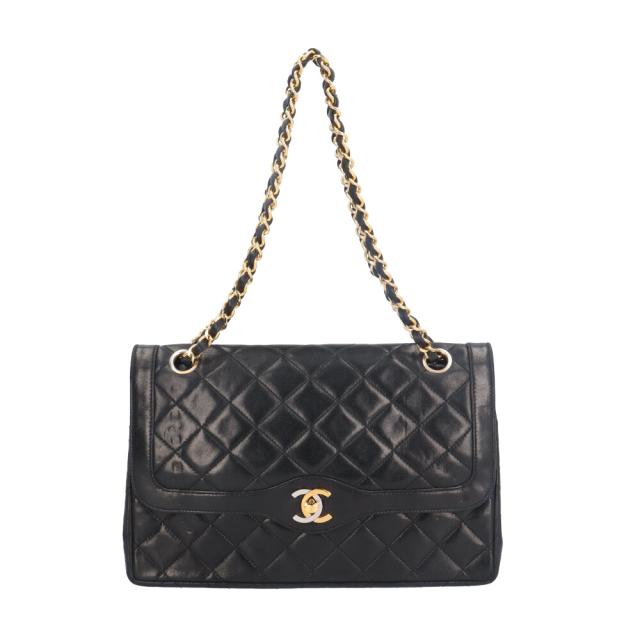 シャネル パリ限定 マトラッセ ショルダーバッグ ラムスキン ブラック レディース CHANEL  中古 R&Kリサイクルキング