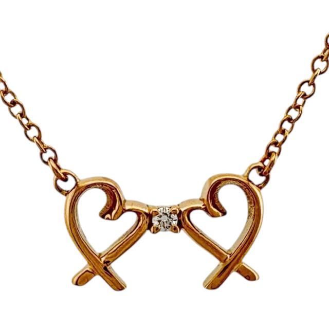 ティファニー ダブルラビングハート ネックレス 18金 K18ピンクゴールド レディース TIFFANY&Co. 中古 R&Kリサイクルキング
