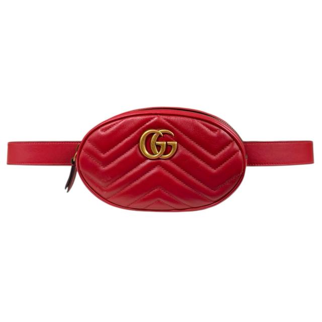 グッチ GGマーモント ウエストバッグ レザー 476434 レッド レディース GUCCI  中古 R&Kリサイクルキング