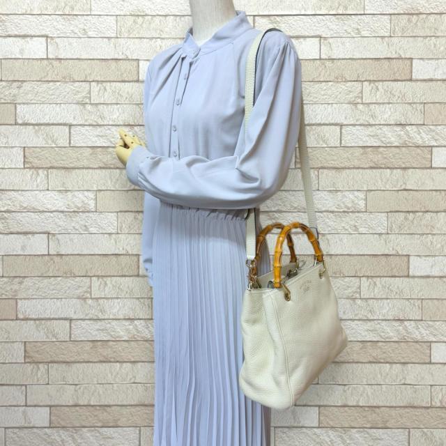 グッチ バンブー ショルダーバッグ レザー 336032 ホワイト レディース GUCCI 中古 R&Kリサイクルキング_1