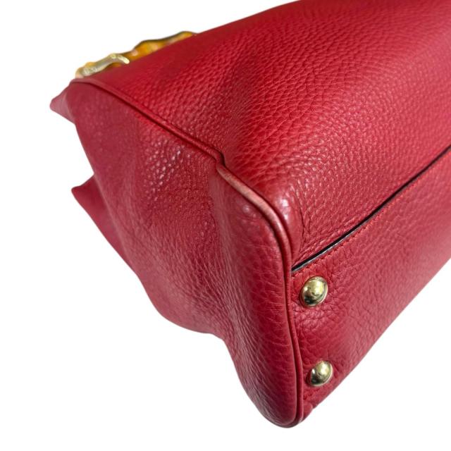 グッチ バンブー ショルダーバッグ レザー 336032 レッド レディース
