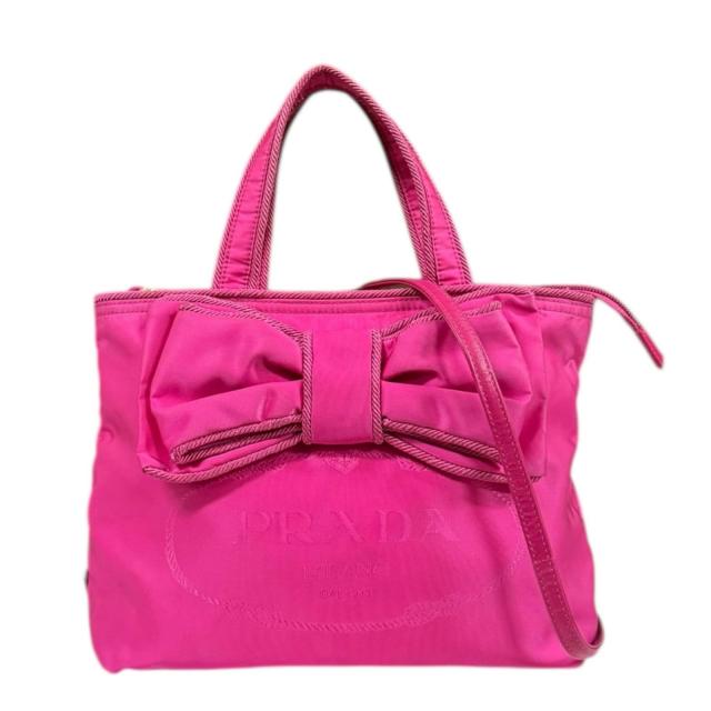 プラダ リボン ショルダーバッグ ナイロン 1BA084 ピンク レディース PRADA  中古 R&Kリサイクルキング