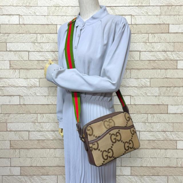 グッチ ジャンボGG ショルダーバッグ レザー 675891 ベージュ