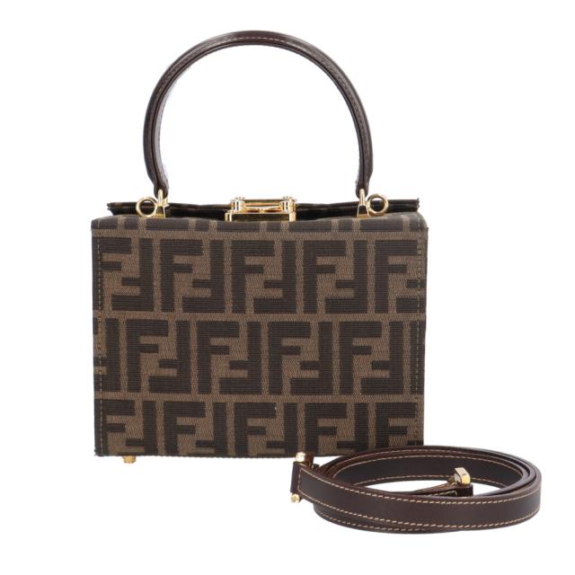 フェンディ バニティ型 ズッカ ショルダーバッグ キャンバス ブラウン レディース FENDI  中古 R&Kリサイクルキング