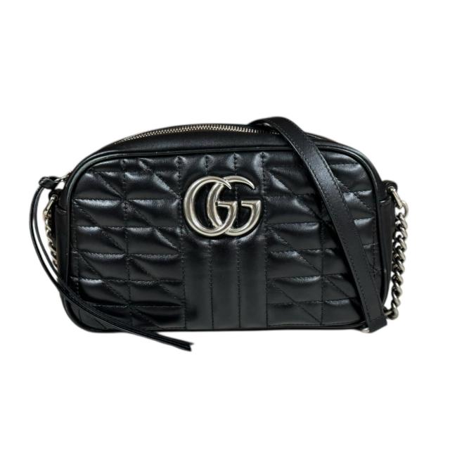 グッチ GGマーモント ショルダーバッグ レザー 447632 ブラック レディース GUCCI  中古 R&Kリサイクルキング