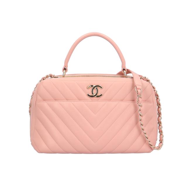 シャネル ボウリングバッグ Vステッチ トレンディCC ショルダーバッグ レザー A92238 ピンク レディース CHANEL 中古 R&Kリサイクルキング 247,500円