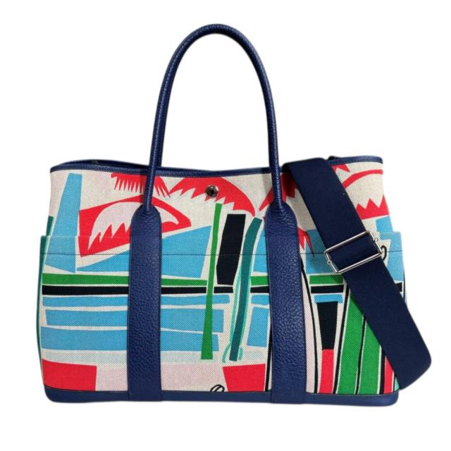 エルメス Sea, Surf and Fun ガーデンパーティポケットPM ショルダーバッグ トワルアッシュ ブルー レディース HERMES  中古 R&amp;Kリサイクルキング