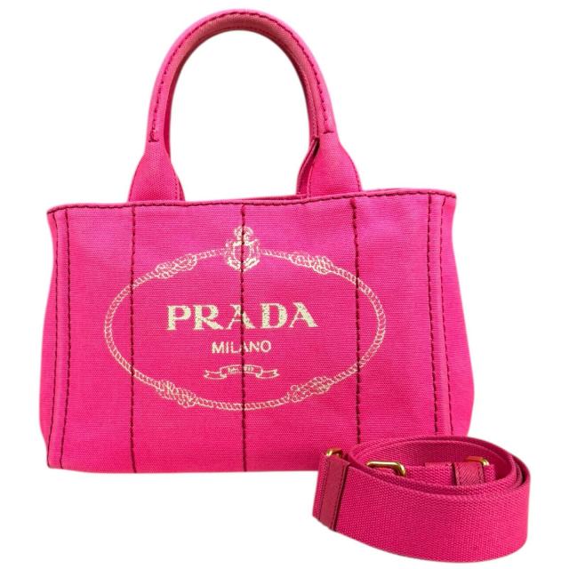 プラダ カナパトートSS ショルダーバッグ キャンバス 1BG439 ピンク レディース PRADA 中古 R&Kリサイクルキング